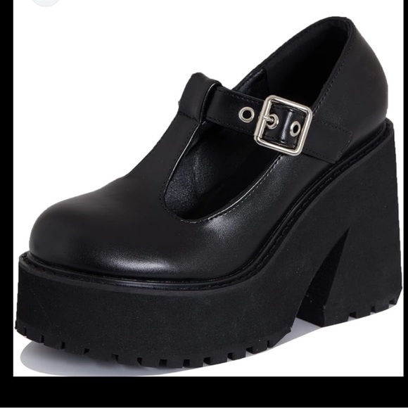 Hot Topic Shoes - Hot Topics Mary Jane Platform Chunky Heel Round Toe Dark Academia Goth 8-8.5 Sz